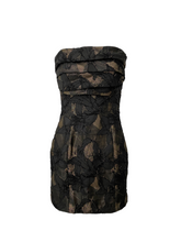 Aria black and gold strappless mini dress